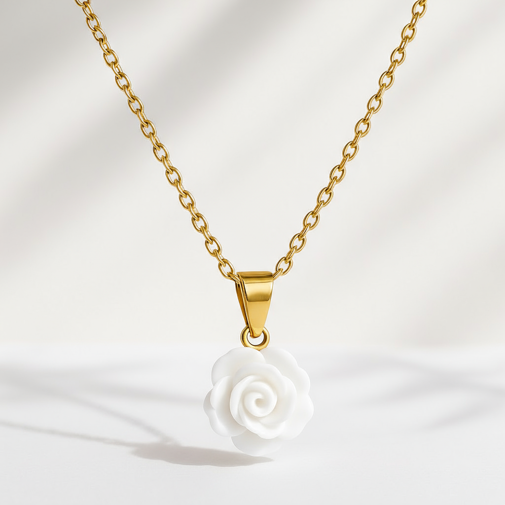 Small Violet Rose Pendant Necklace