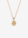 Orange CZ Solitaire Rose Gold Sterling Silver Necklace