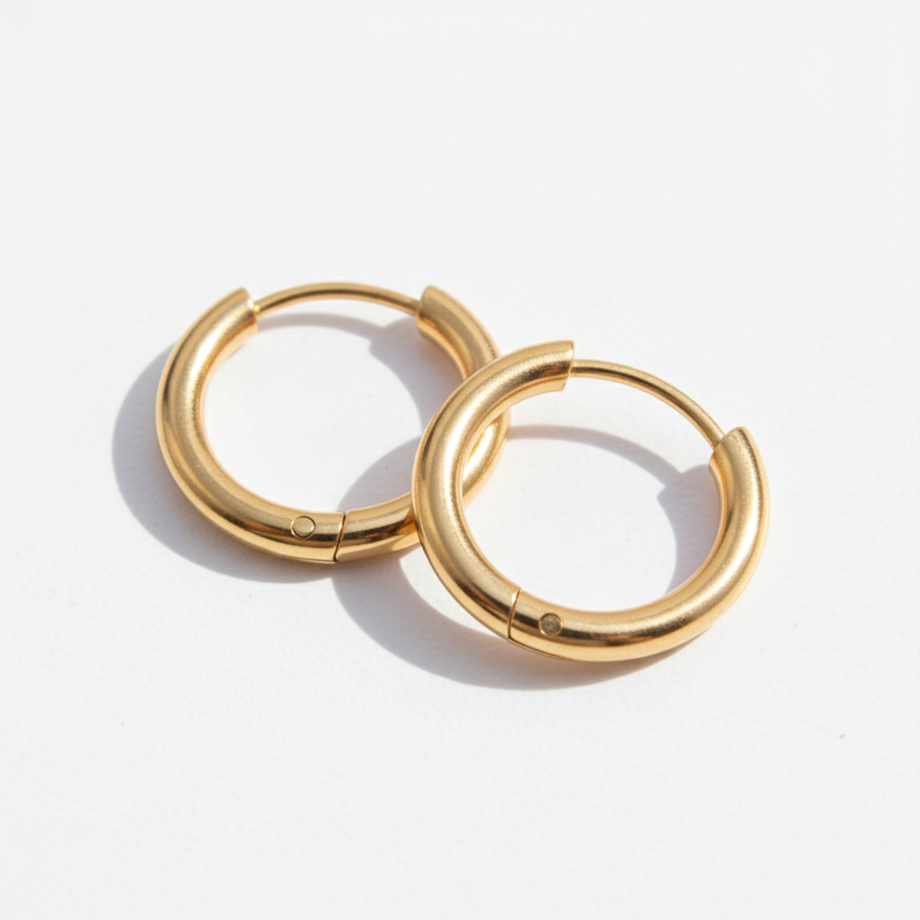 Gold Plated Stainless Steel Hoop Earrings- Large