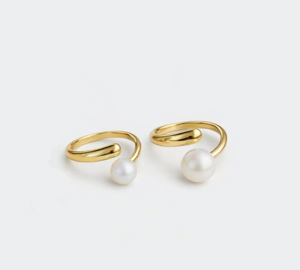Open Bang Ring with Natural Pearl