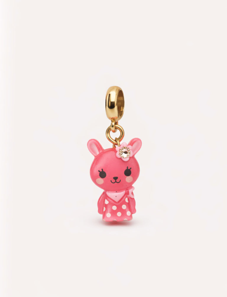 Large Pink Rabbit Bracelet Charm
