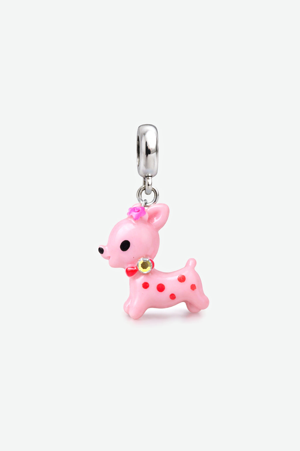 Large Pink Deer Bracelet Charm