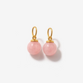 Pair of pink quartz gemstone bead for earrings with gold hooks