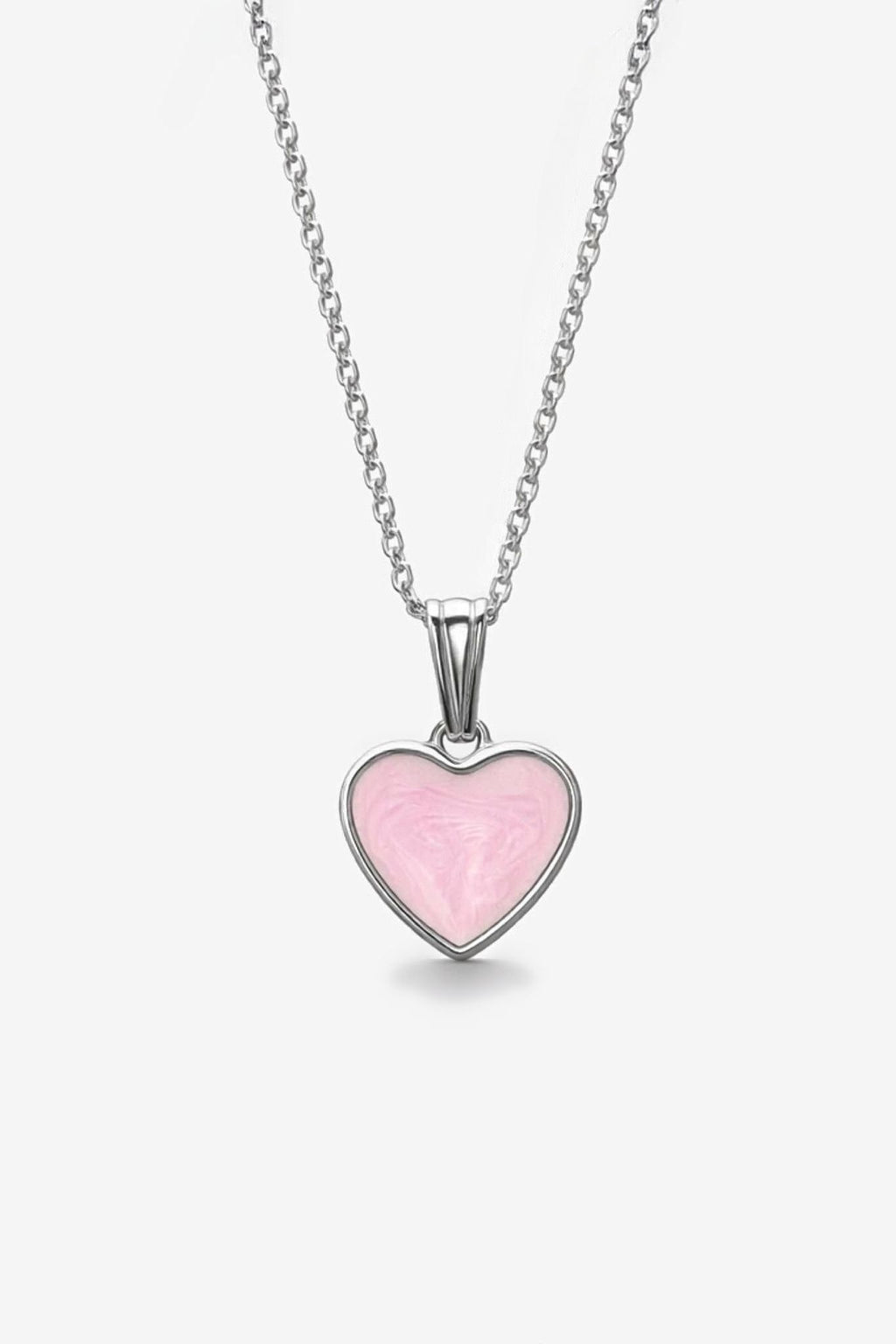 Pink Heart Sterling Silver Necklace