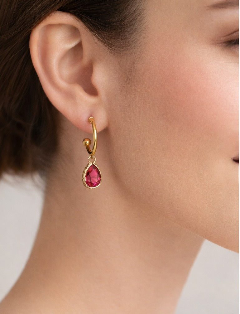 Purple Red Semi Hoop Earrings