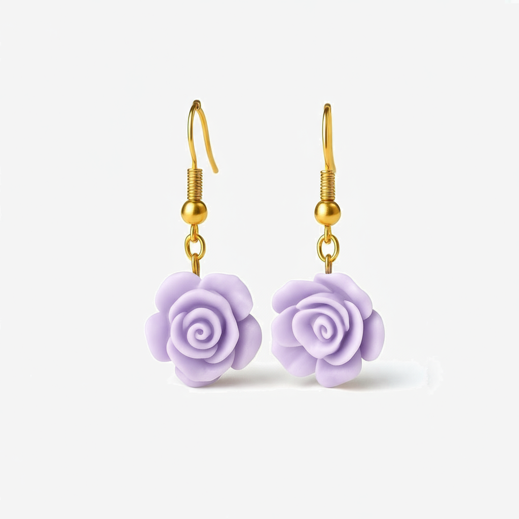 Light Purple Flowers Drop Earrings