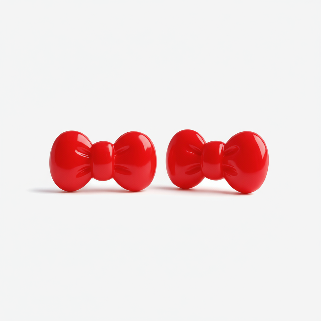 Large Red Bow Stud Earrings