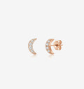 Moon Rose Gold CZ Stud Earrings