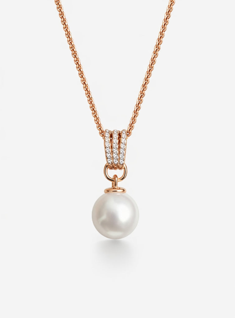 Pearl necklace with rose gold chain luxury gift for her