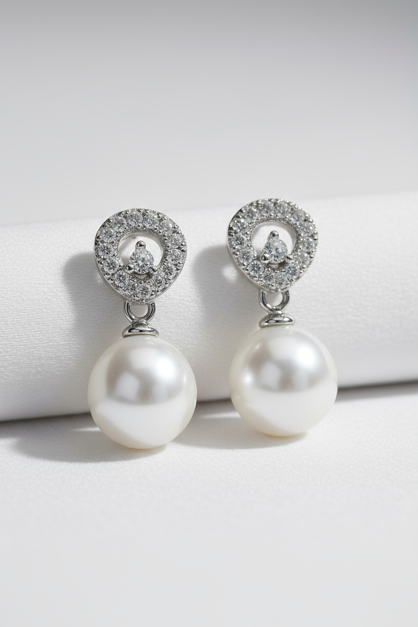 Gentle Freshwater Peal Silver Drop Earrings