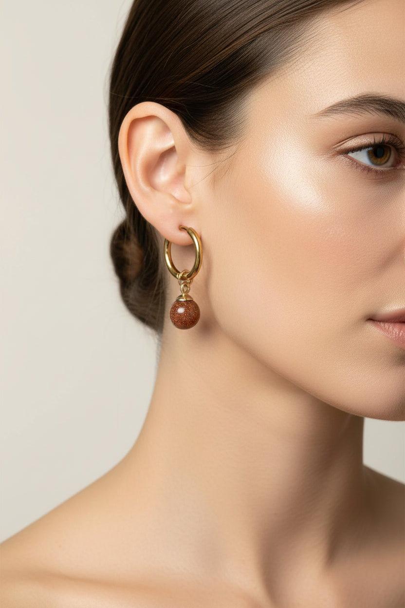 Brown Sunstone Earring Charms
