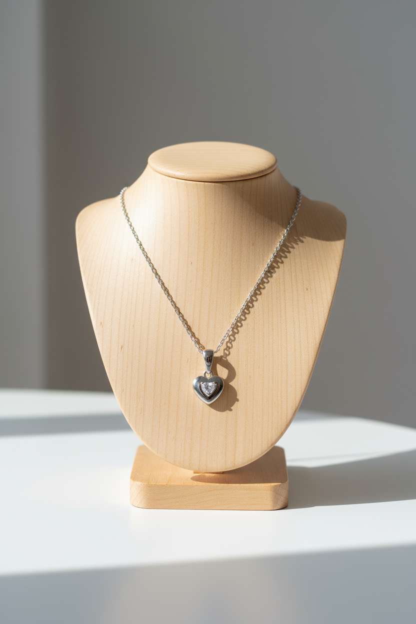 Heart with Stone Sterling Silver Necklace