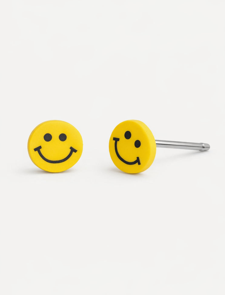 Yellow Smiley Stud Earrings