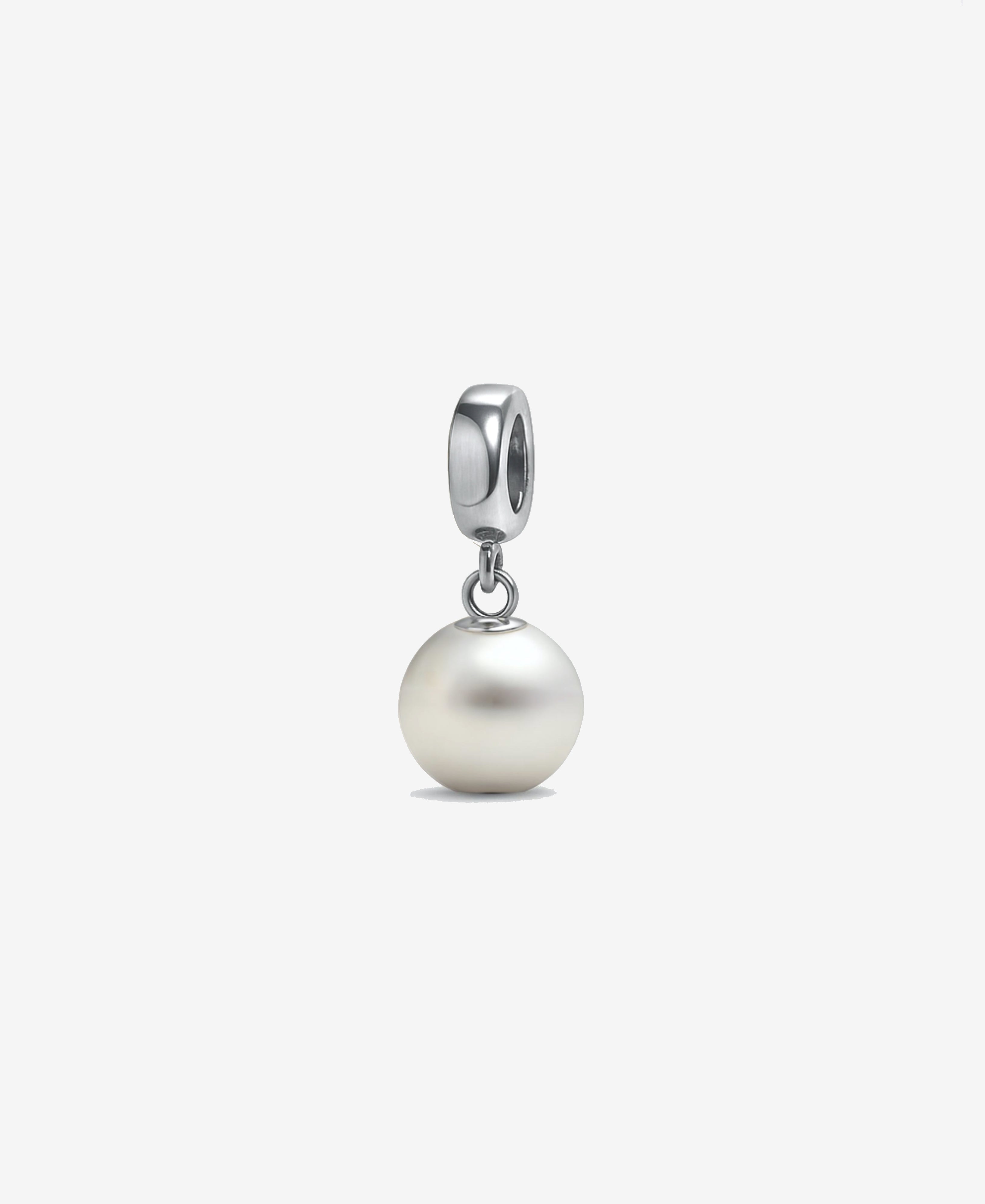 Seashell Pearl Bracelet Charm in Stainless Steel