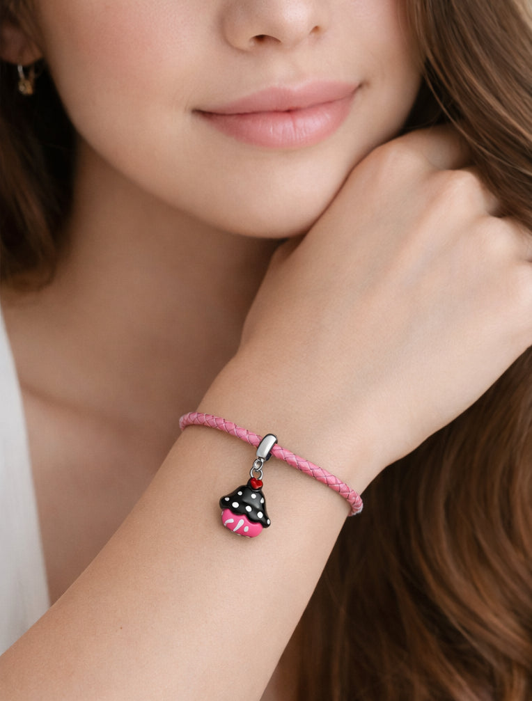 Cupcake Bracelet Charm in Violet
