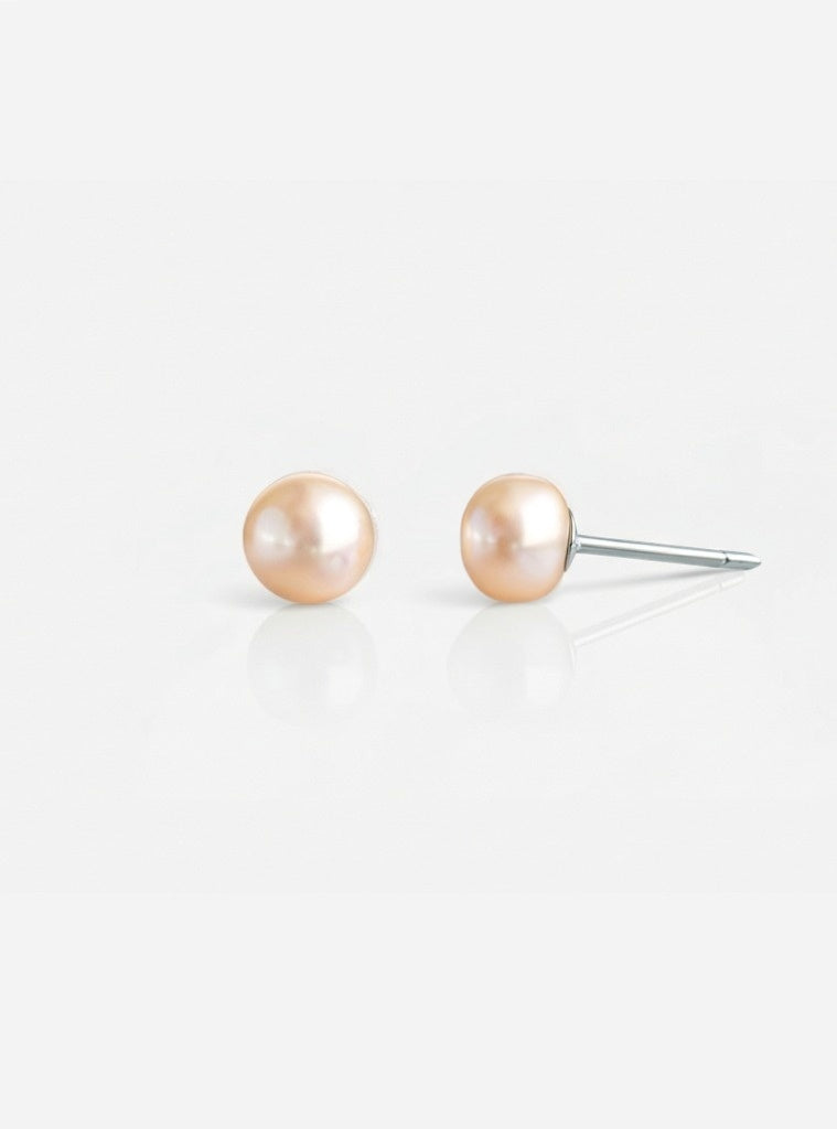 Cream Freshwater Pearl Silver Stud Earrings