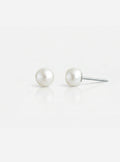 White Freshwater Pearl Silver Stud Earrings