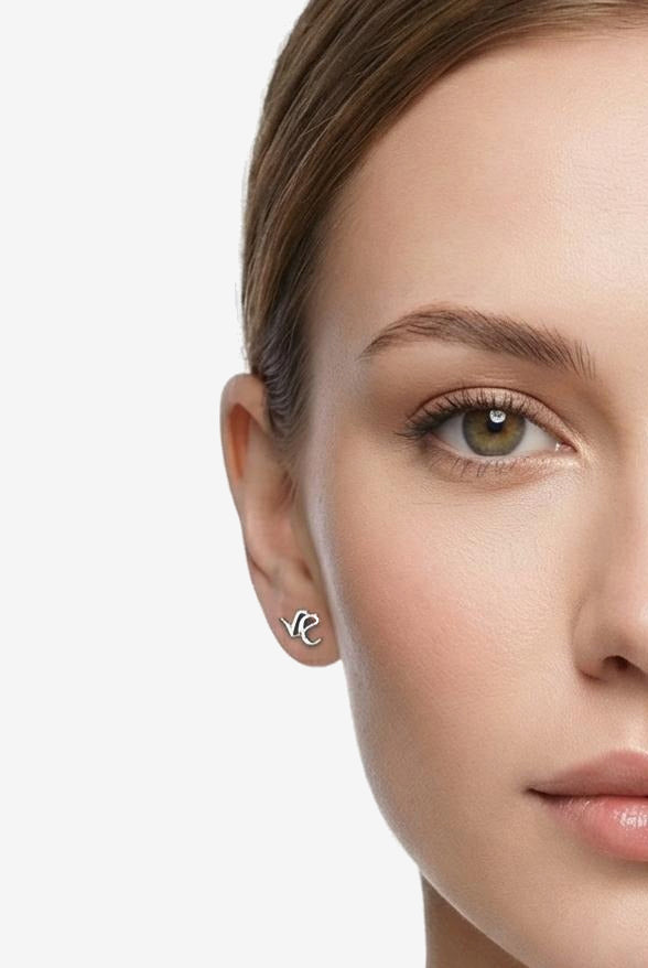 Symbol E Sterling Silver Single Stud Earring