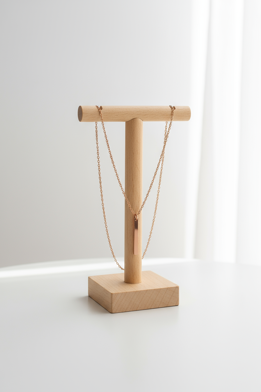 Minimalist Rose Gold Bar Pendant Necklace