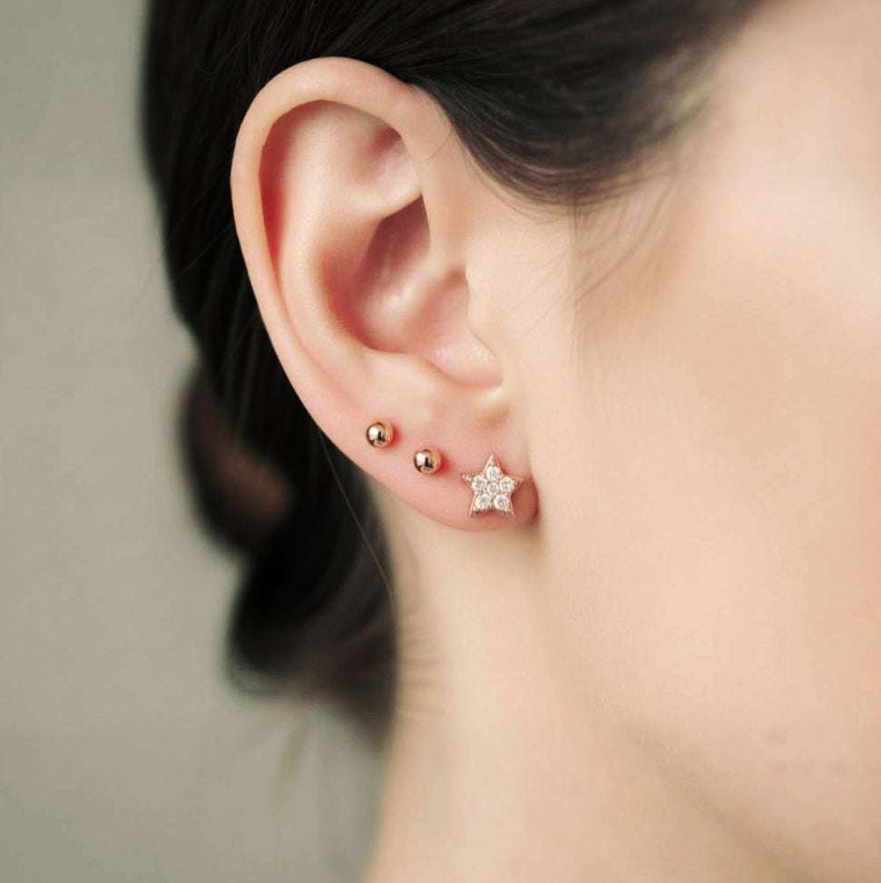 Small Rose Gold Star Stud Earrings