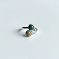 Green and Brown Gemstones Stainless Steel Ring