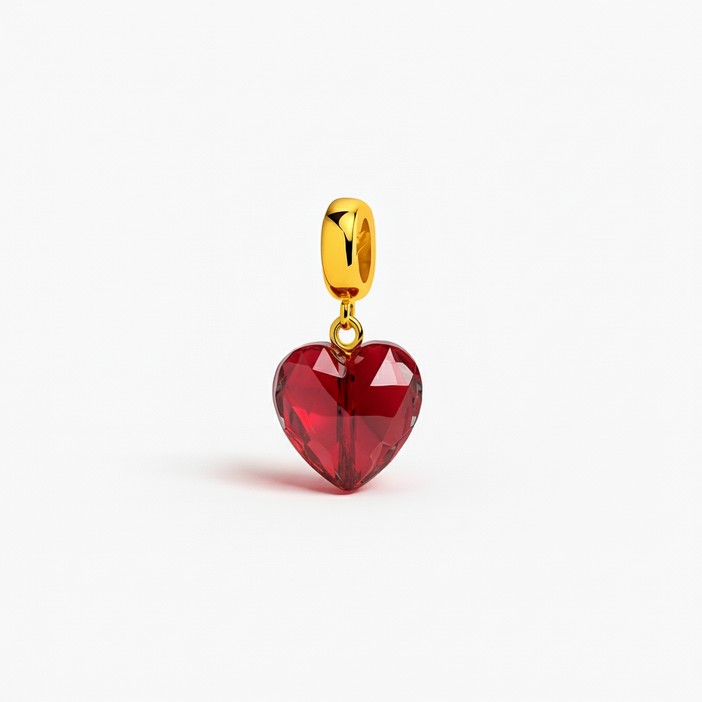Red Heart Gold Bracelet Charm