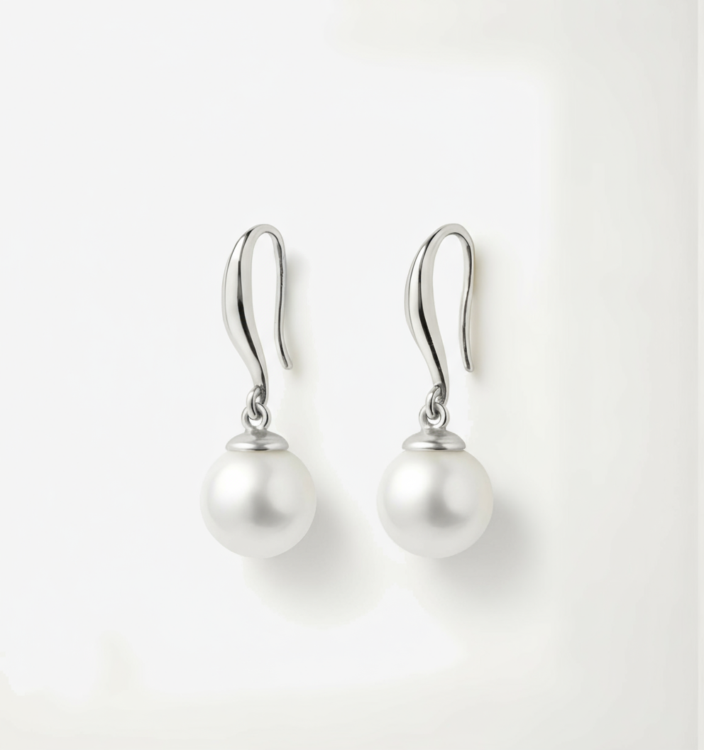 Pearl Sterling Silver Drop Earrings