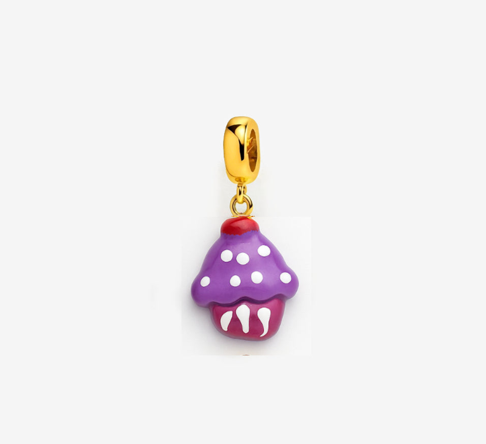 Cupcake Bracelet Charm in Violet