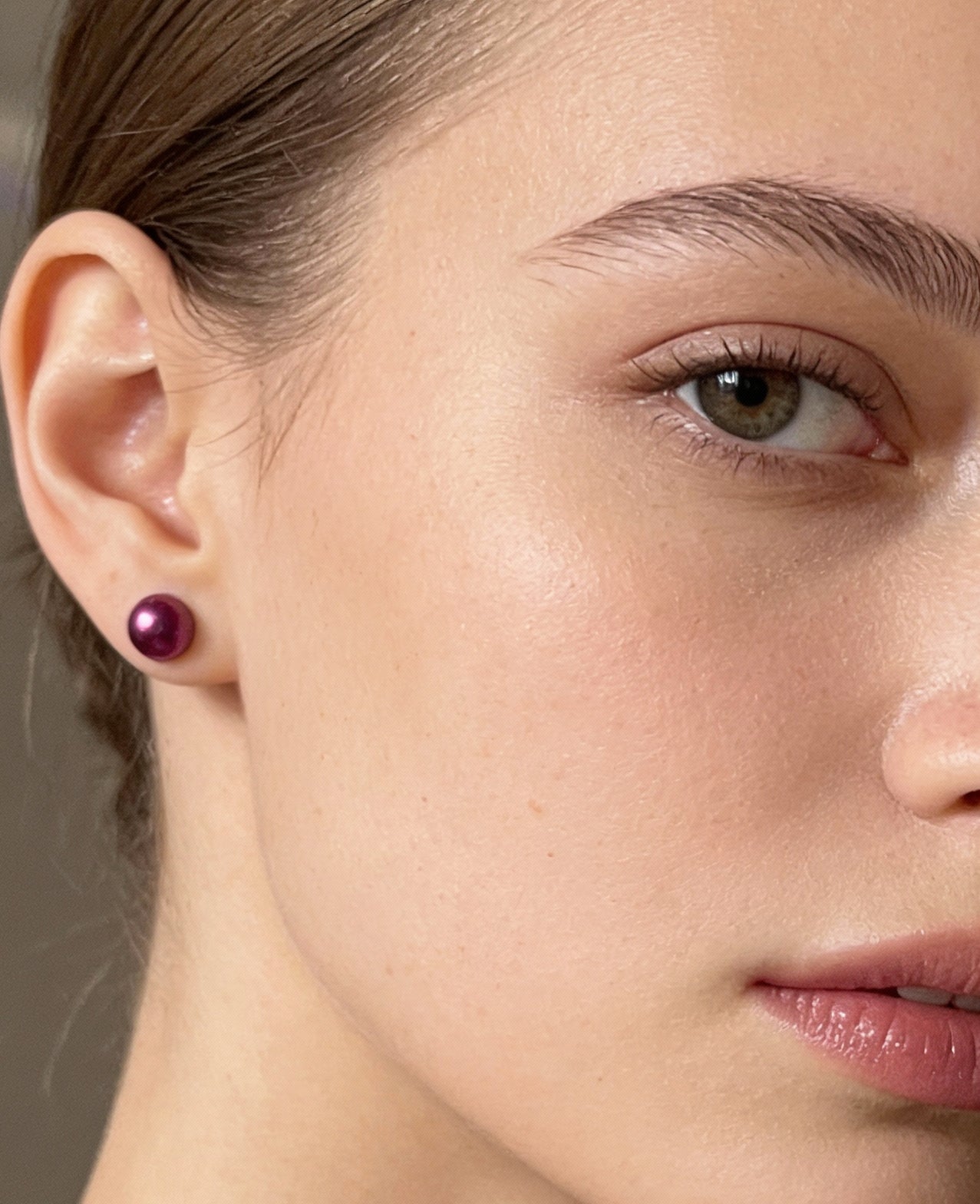 Purple Button Stud Earrings