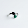Black Onyx and Malachite Gemstones Stainless Steel Ring
