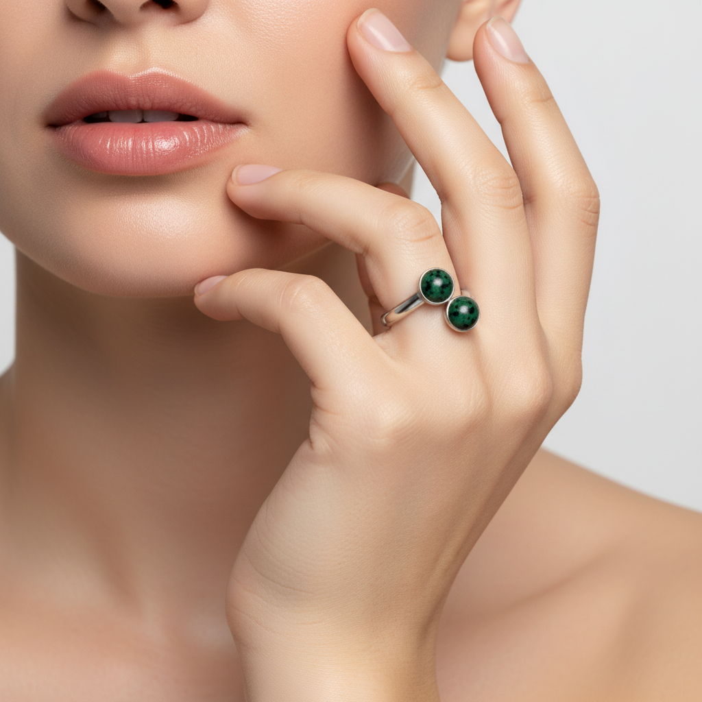 Natural Unakite Gemstones Ring