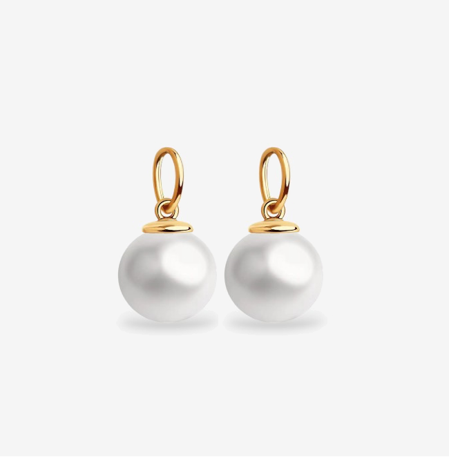 Pearl earring charms with gold hooks without hoop earrings