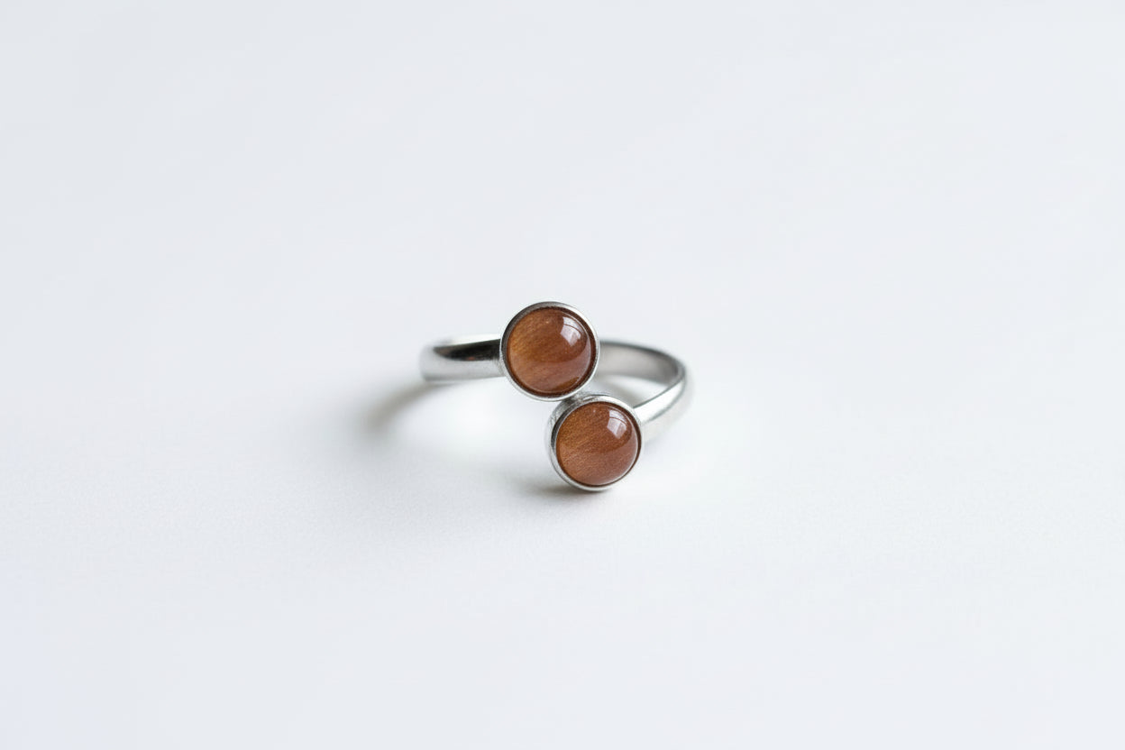 Brown Sunstone Stainless Steel Ring