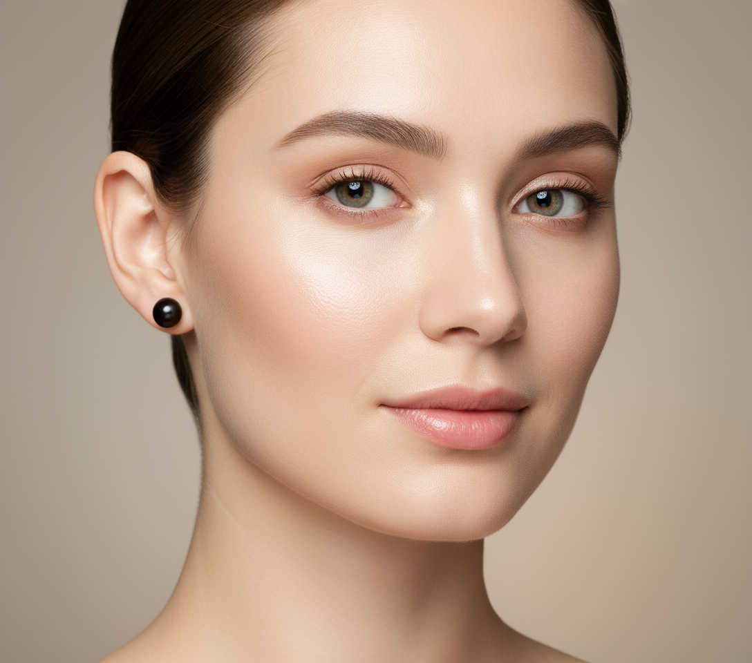 Black Button Stud Earrings