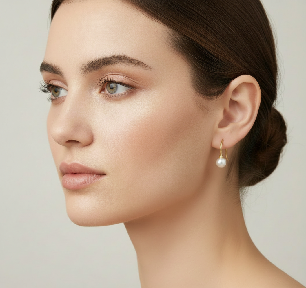 Small Pearl Sterling Silver Drop Earrings