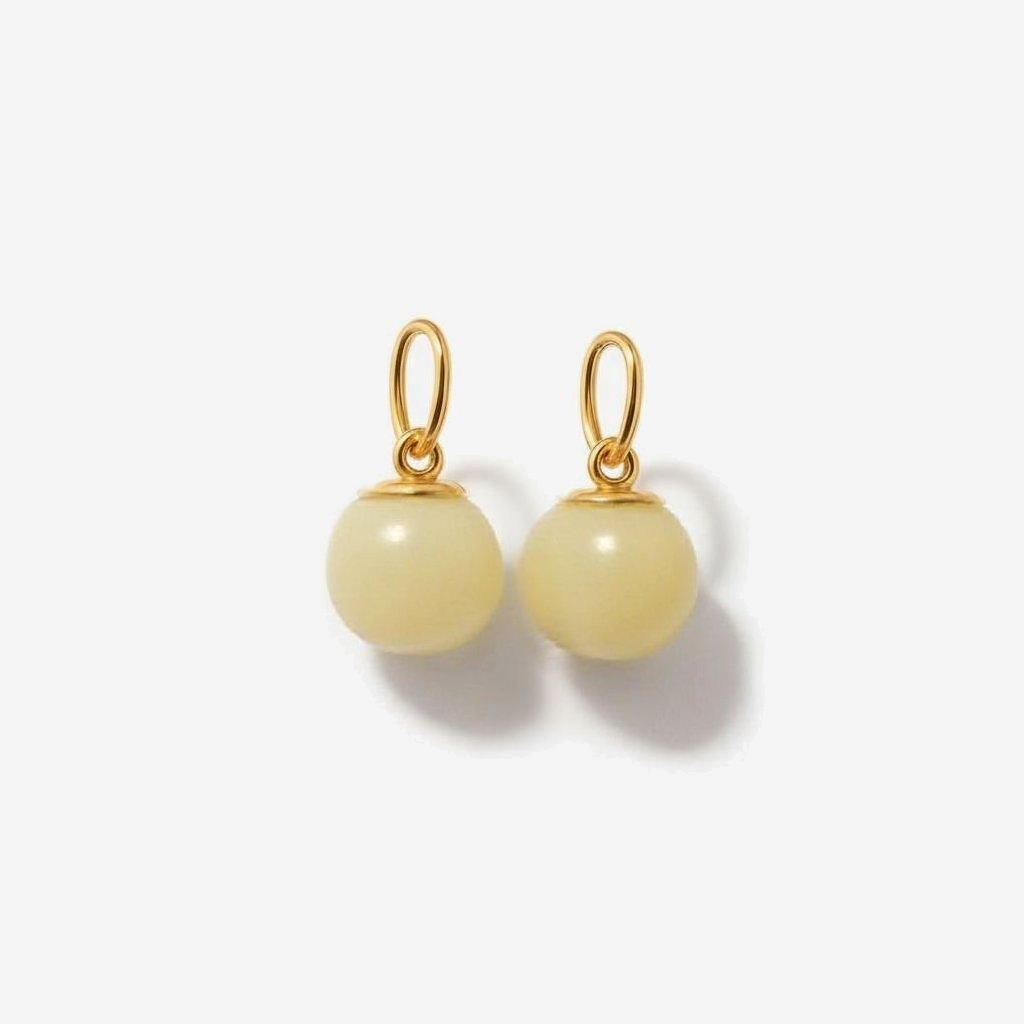Pair of gold charms for earrings with yellow beads 