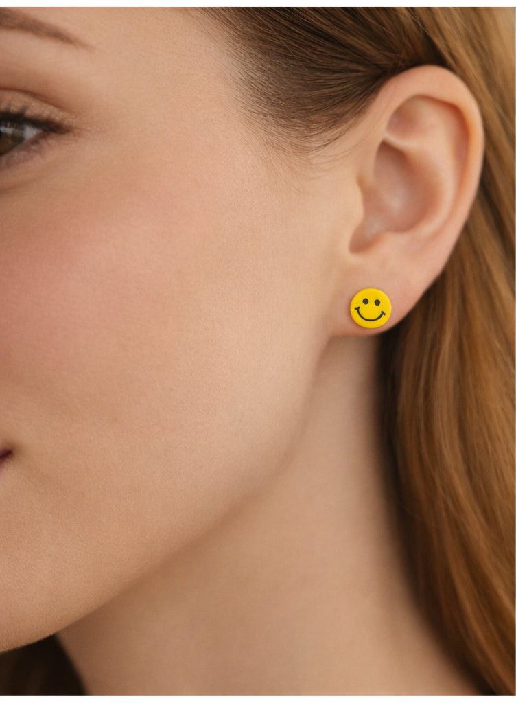 Yellow Smiley Stud Earrings