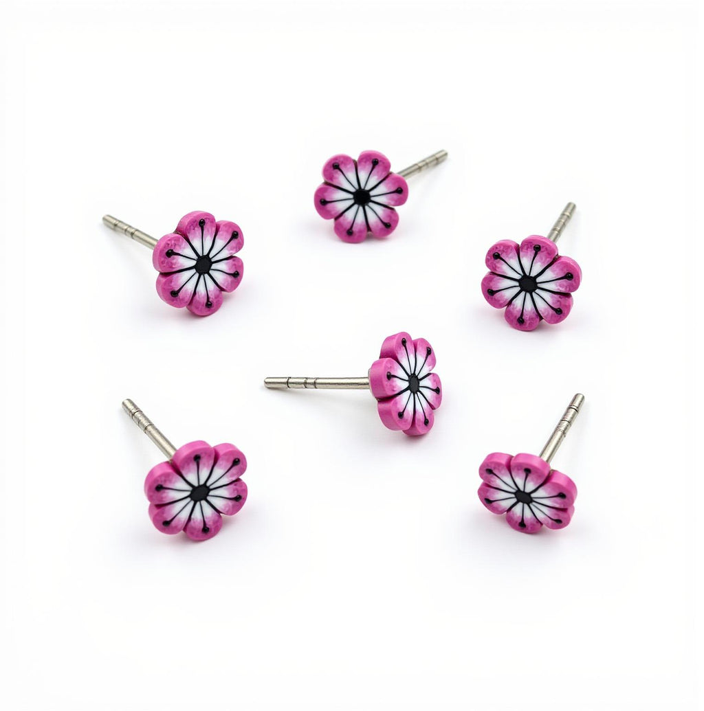 Purple Gardenia Flower Stud Earrings